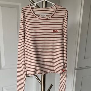 Dickies Striped Red and Creme Long Sleeve Top, size S.